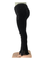 Tassel Vintage Ripped Flared Jeans