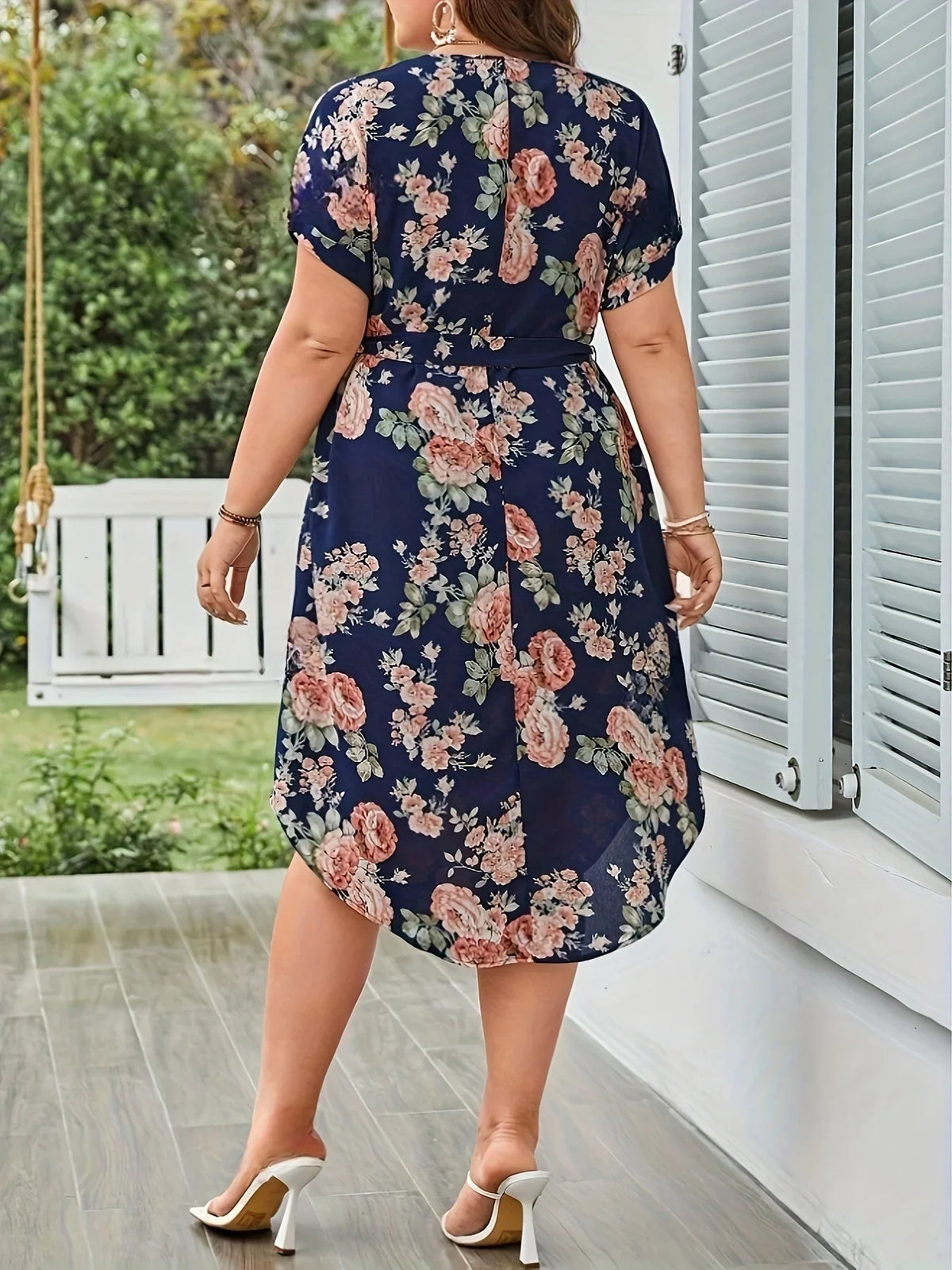 Curve Bloom Belted Dress