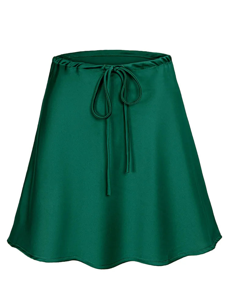 Curve Satin Drawstring Mini Skirt
