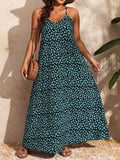 V-neck Flower Print Backless Dress