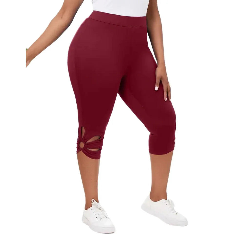 Elastic Waist Seamless Casual Capri Leggins