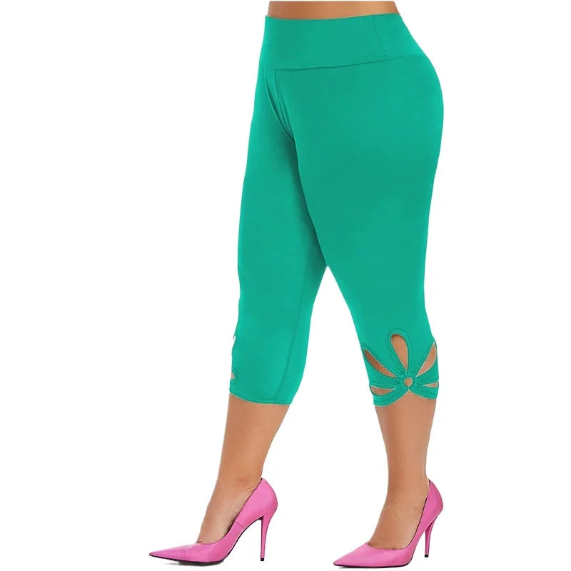 Elastic Waist Seamless Casual Capri Leggins