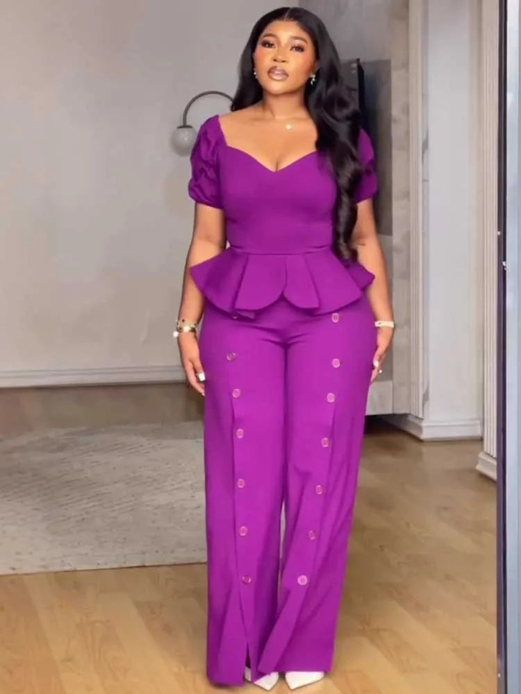 Petal Sweetheart Wide-Leg Pantsuit