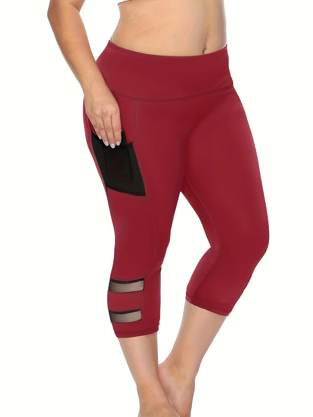 Contrast Mesh Capri Leggings