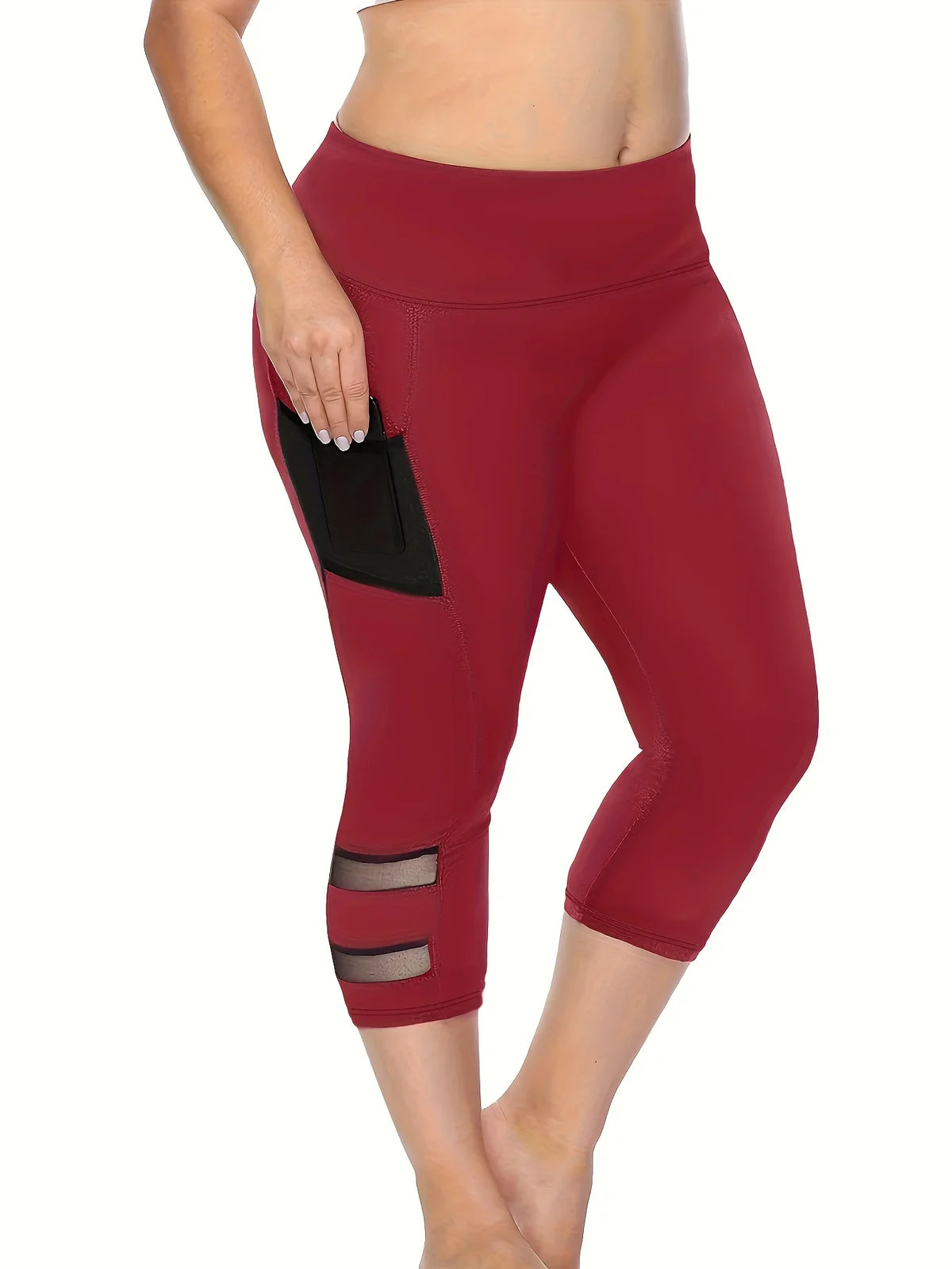 Contrast Mesh Capri Leggings