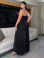 Starfall Strapless Sequin Overlay Maxi Dress