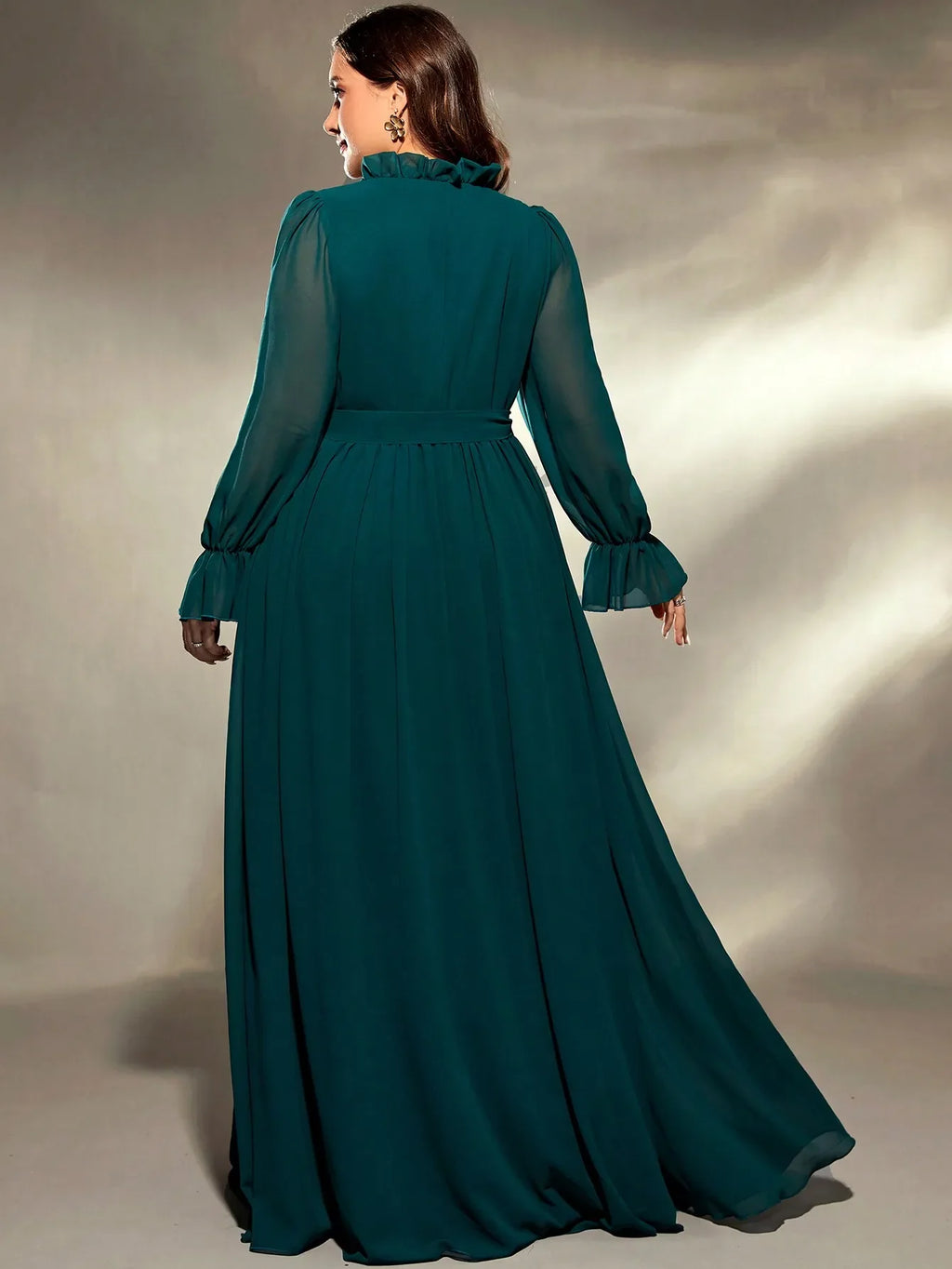 Cross folding long sleeve dress
