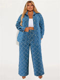 Curve Lattice Denim Set