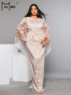 Flare Sleeve Geometric Sequin Formal Dress