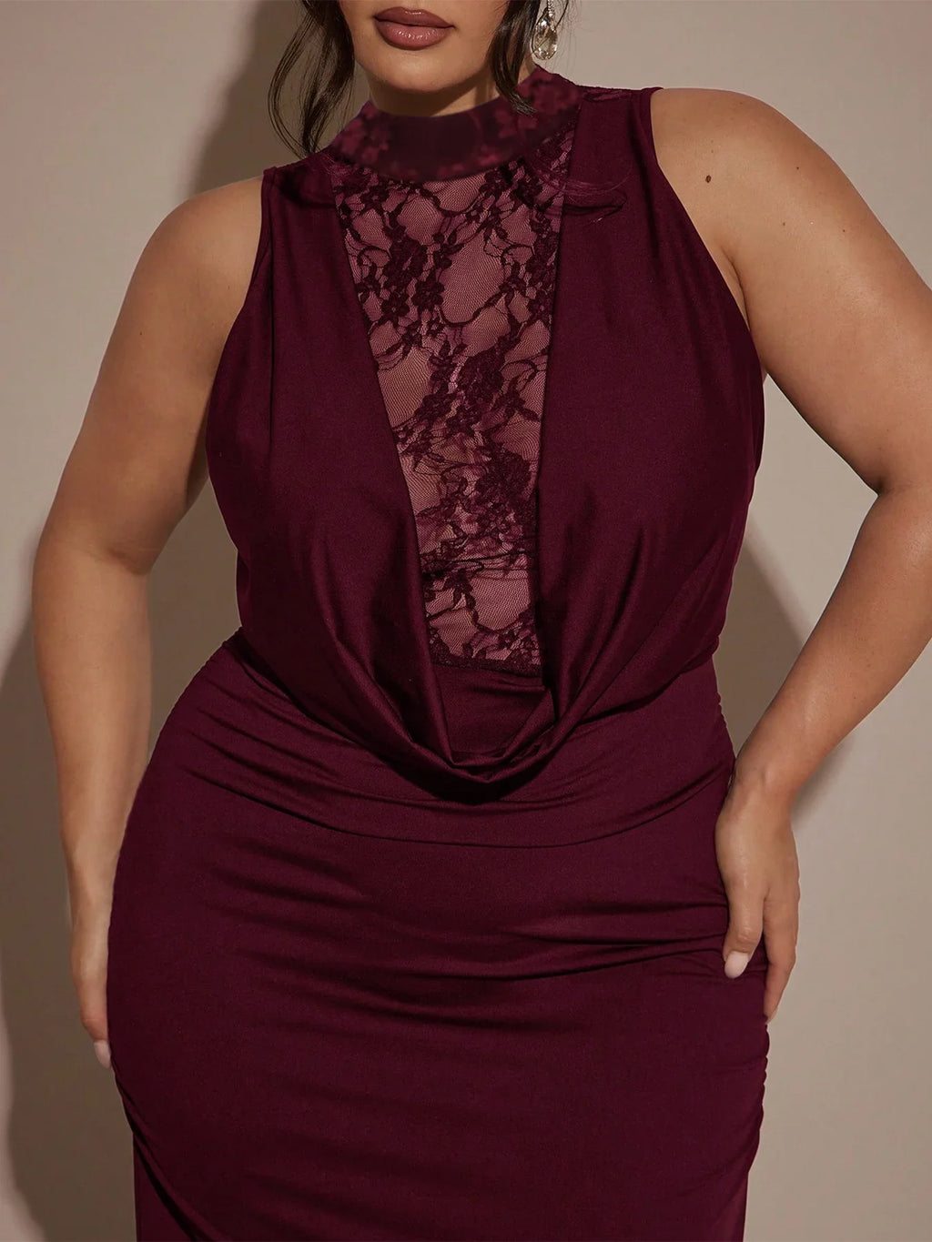 Sleeveless Lace Bodycon Fit Maxi Dress