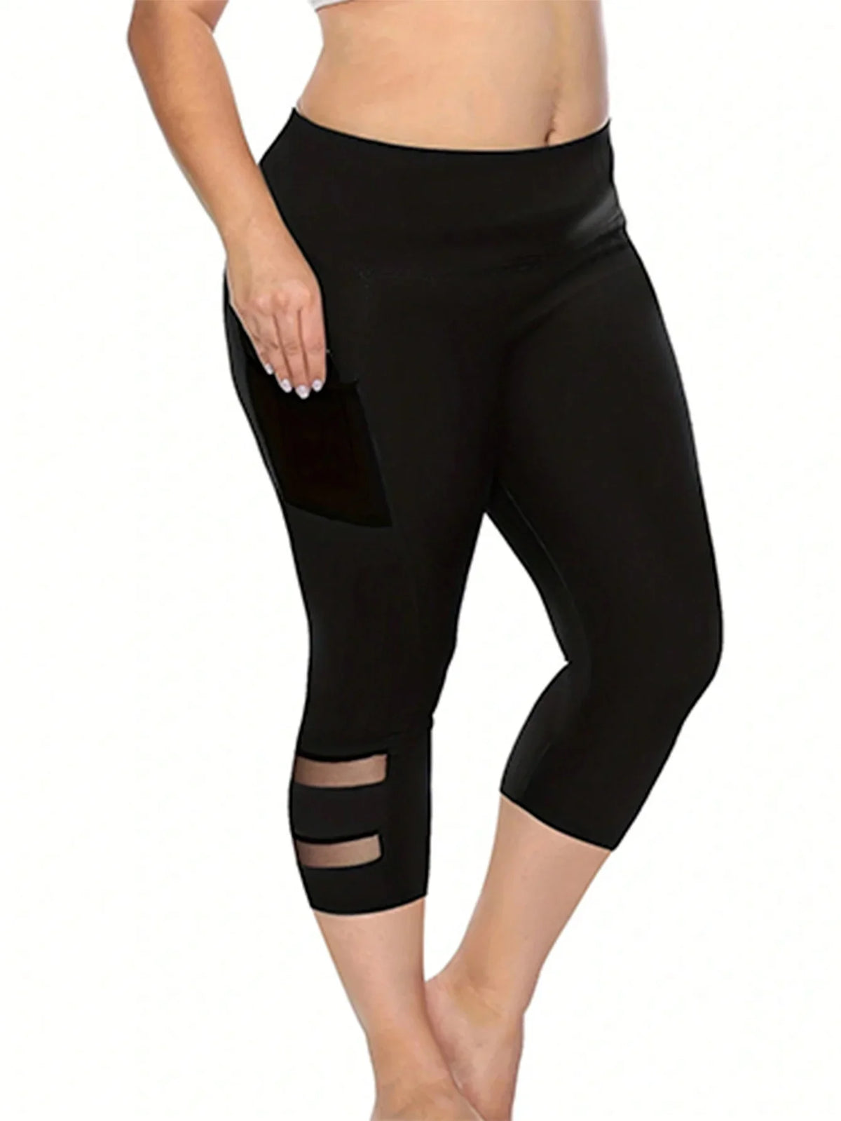 Contrast Mesh Capri Leggings