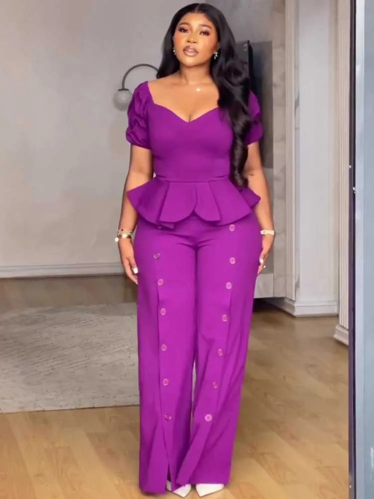 Petal Sweetheart Wide-Leg Pantsuit
