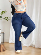 Elastic Bell Bottom Jeans Casual