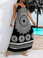 Monochrome Mandala Maxi Dress