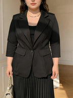 Satin-Lapel Tailored Blazer Pantsuit