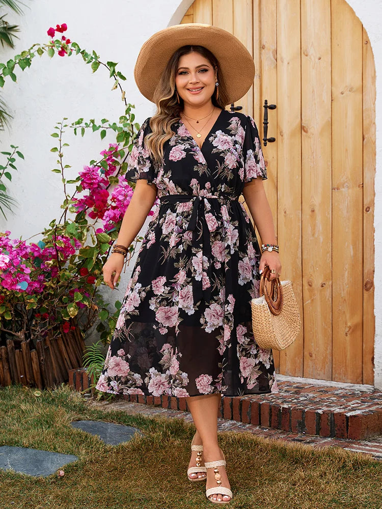 Midnight Rose Wrap Dress