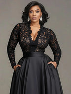 Long Sleeve Lace Hollow Out Party Dress