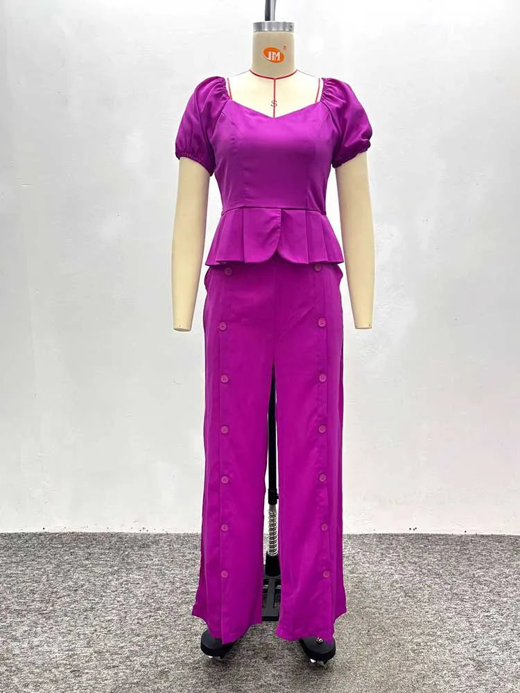 Petal Sweetheart Wide-Leg Pantsuit
