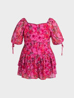 Print Chiffon Tiered Mini Dress