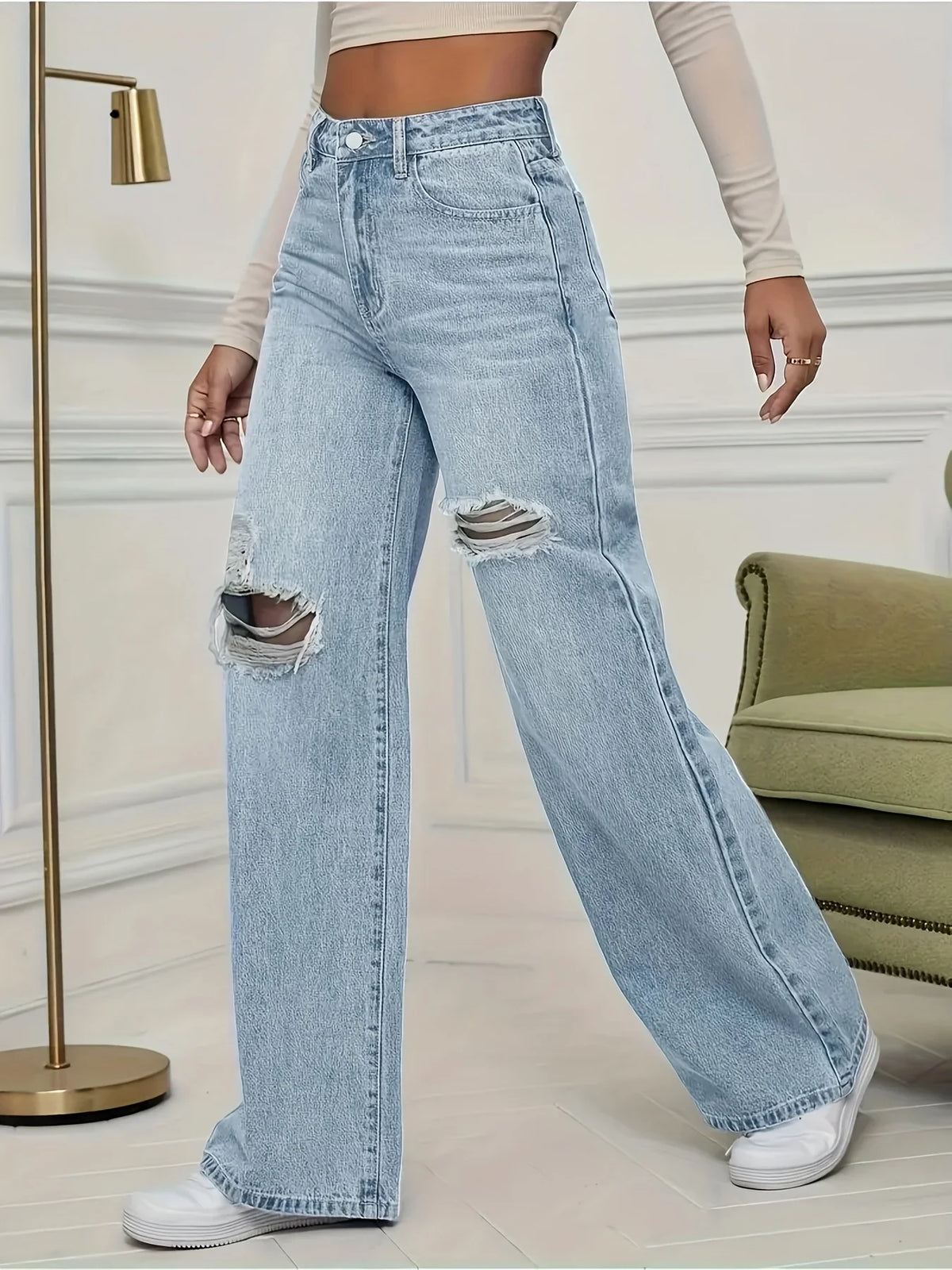 Stretch ripped trousers jeans