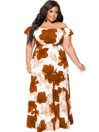 Flower Printed Off Shoulder Dress