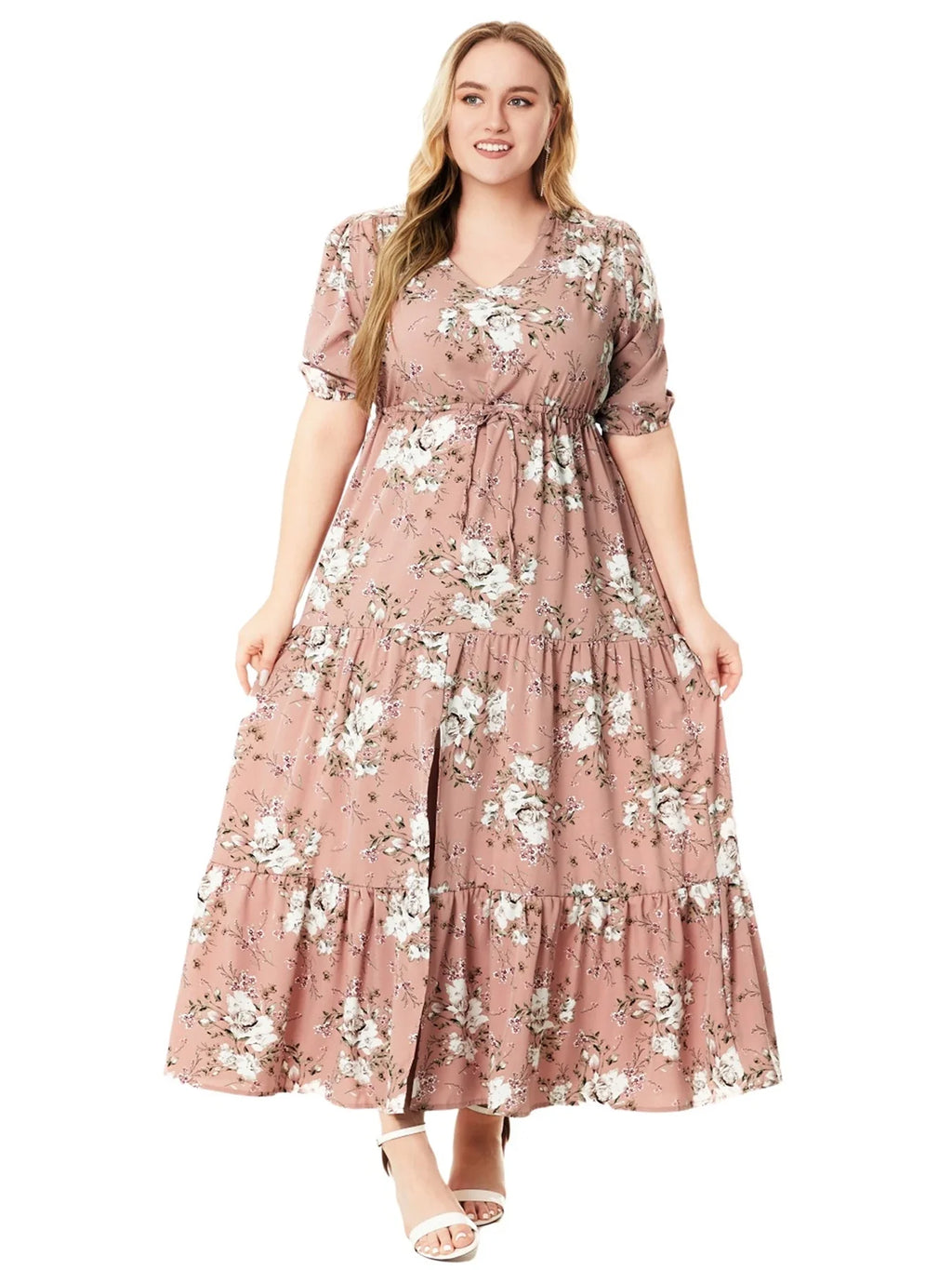Casual Floral Print Half Sleeve Maxi
