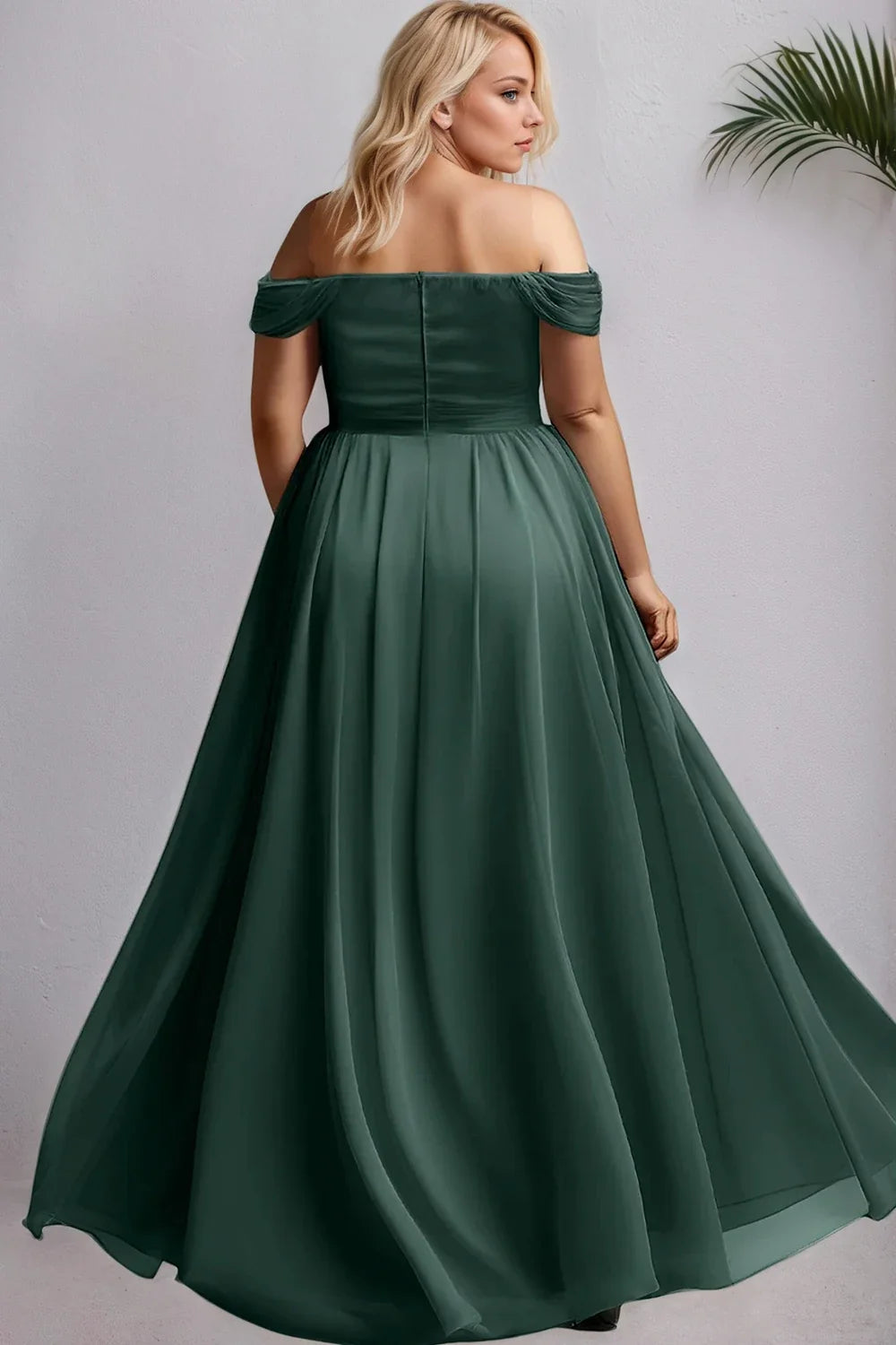 Emerald Off-Shoulder Formal Dress