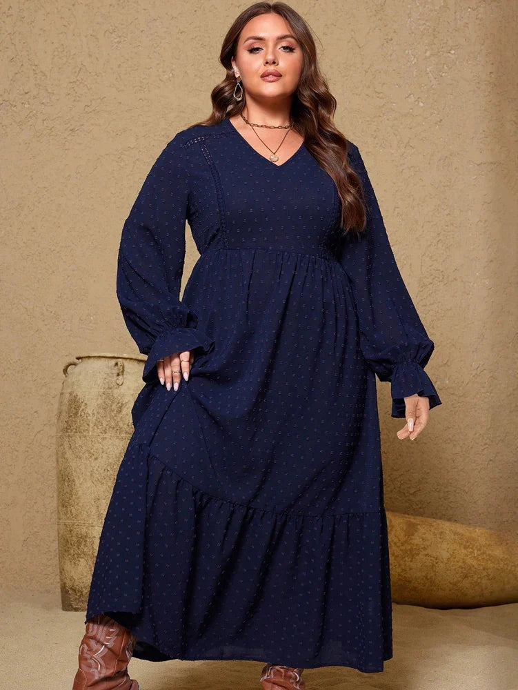 Pullover V-Neck Long Sleeve Dress