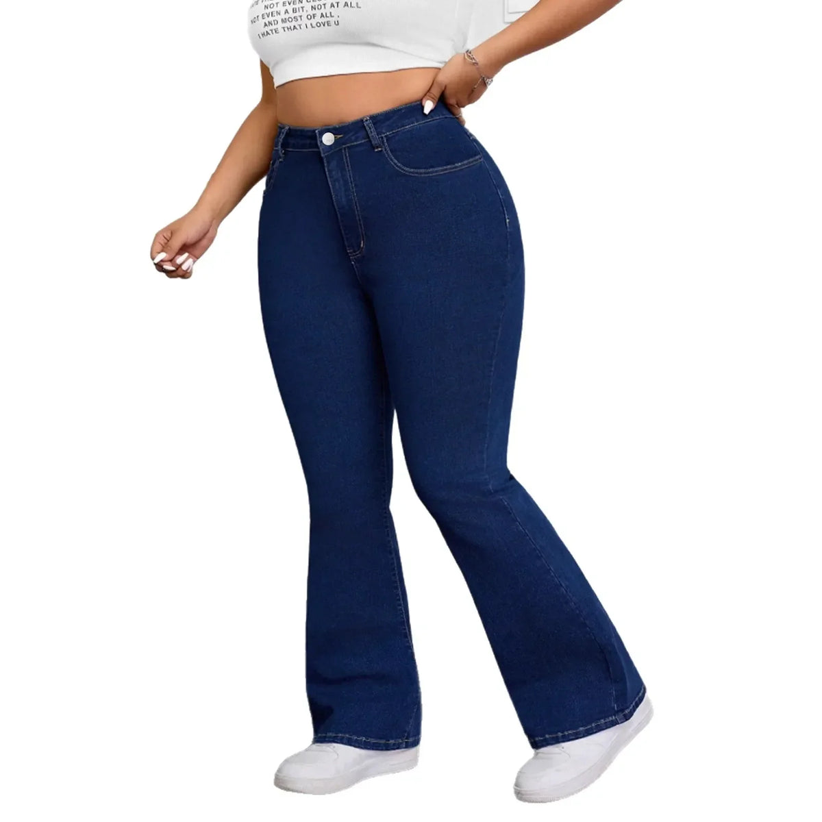 Elastic Bell Bottom Jeans Casual