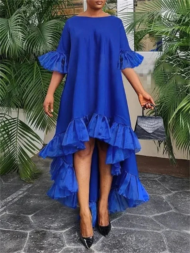 Solid Color Short Sleeve Dress