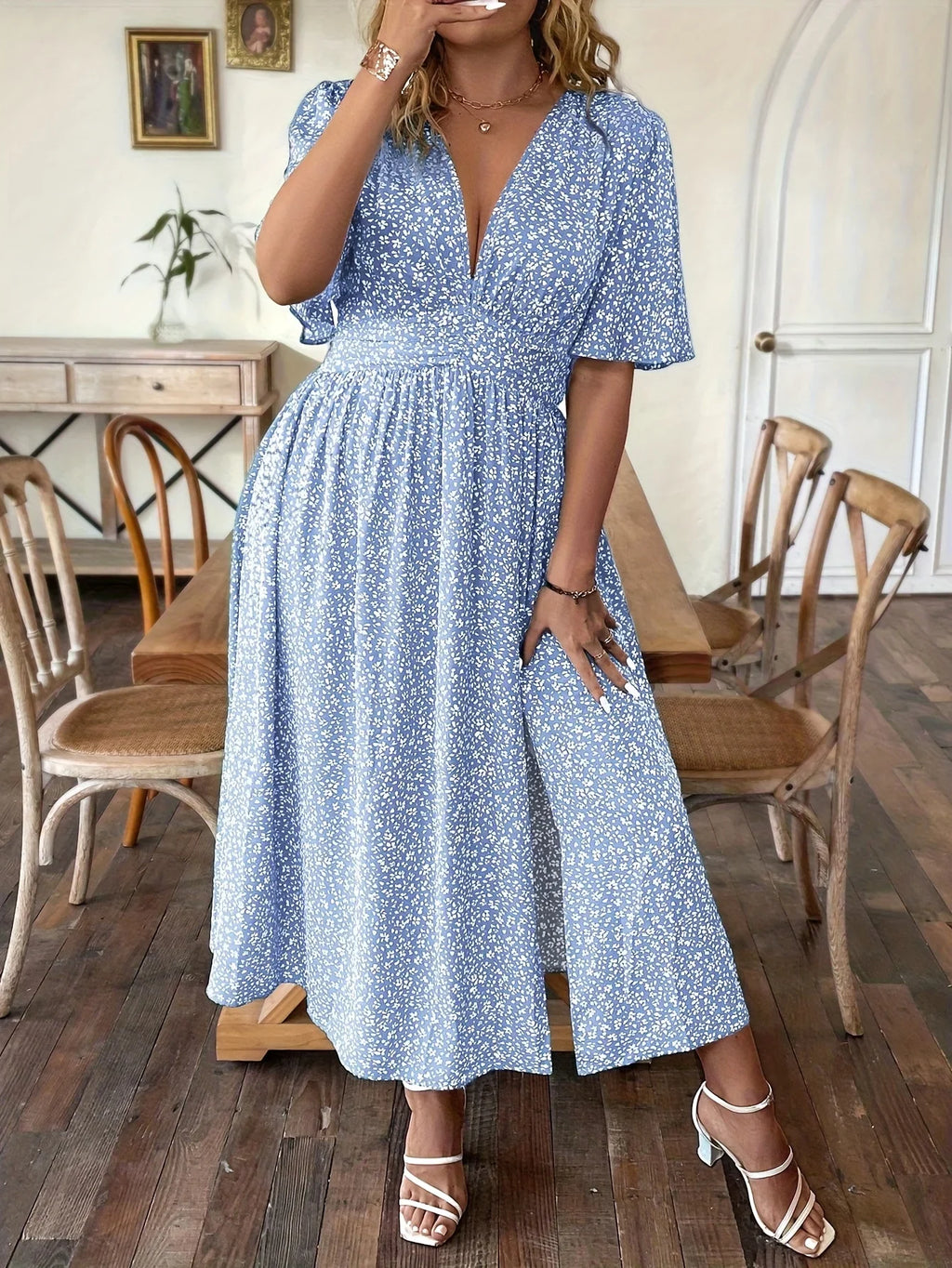Romantic Floral Short Sleeve Dress