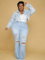 Tassel Vintage Ripped Flared Jeans