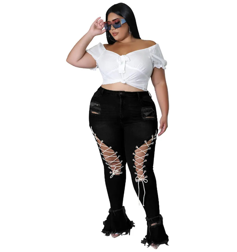 Glam Ripped High-Waist Jeans