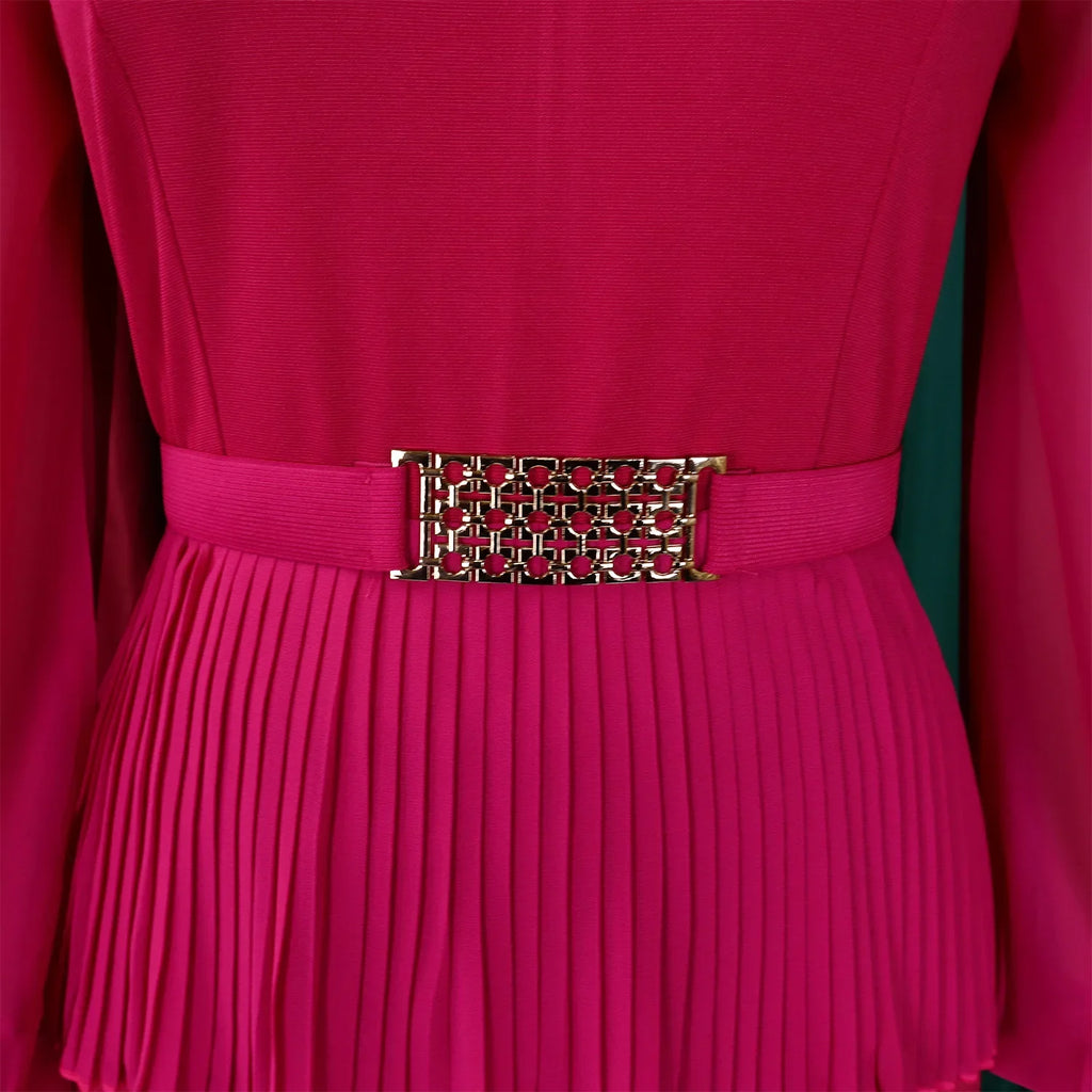 Fuchsia Power Pleated Peplum Pantsuit