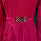 Fuchsia Power Pleated Peplum Pantsuit