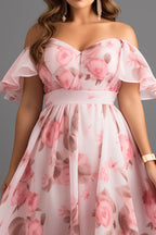 Pink Chiffon Floral Maxi Dress