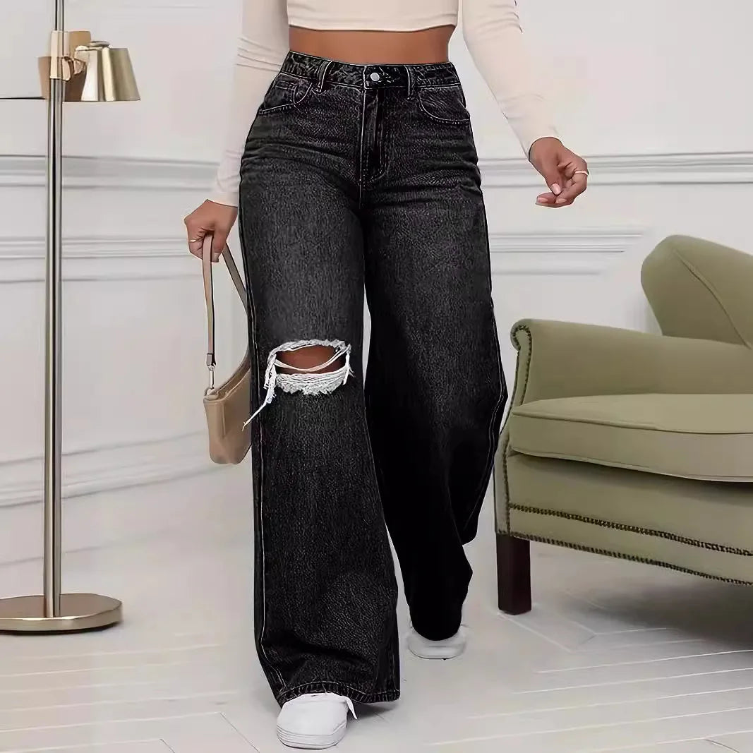 Stretch ripped trousers jeans