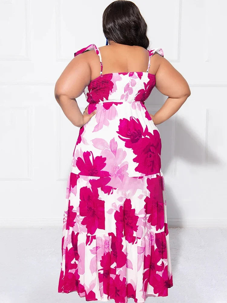 Flower Printed Off Shoulder Dress