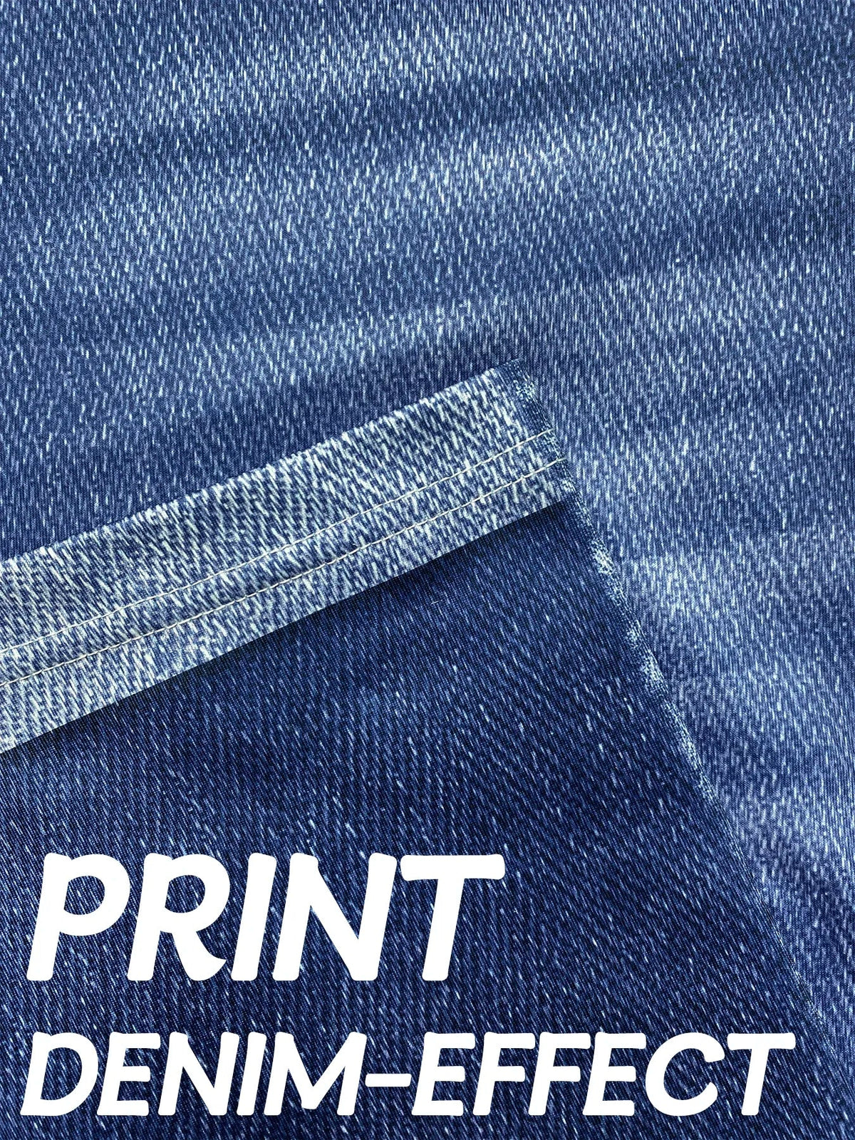 Faux Denim Print Capri Leggings