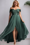 Emerald Off-Shoulder Formal Dress