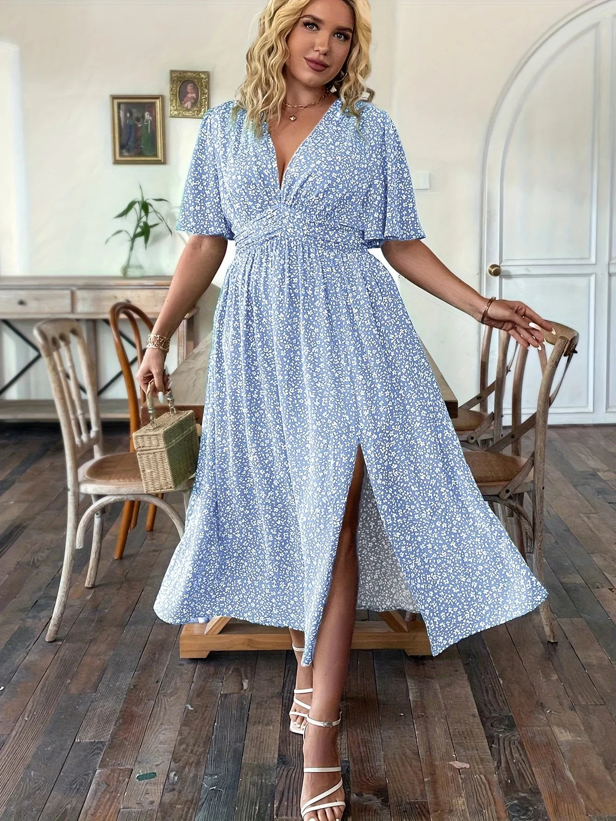 Romantic Floral Short Sleeve Dress
