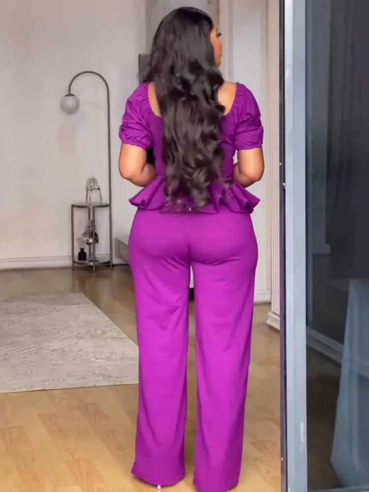 Petal Sweetheart Wide-Leg Pantsuit