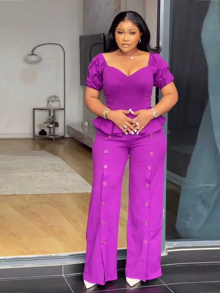 Petal Sweetheart Wide-Leg Pantsuit