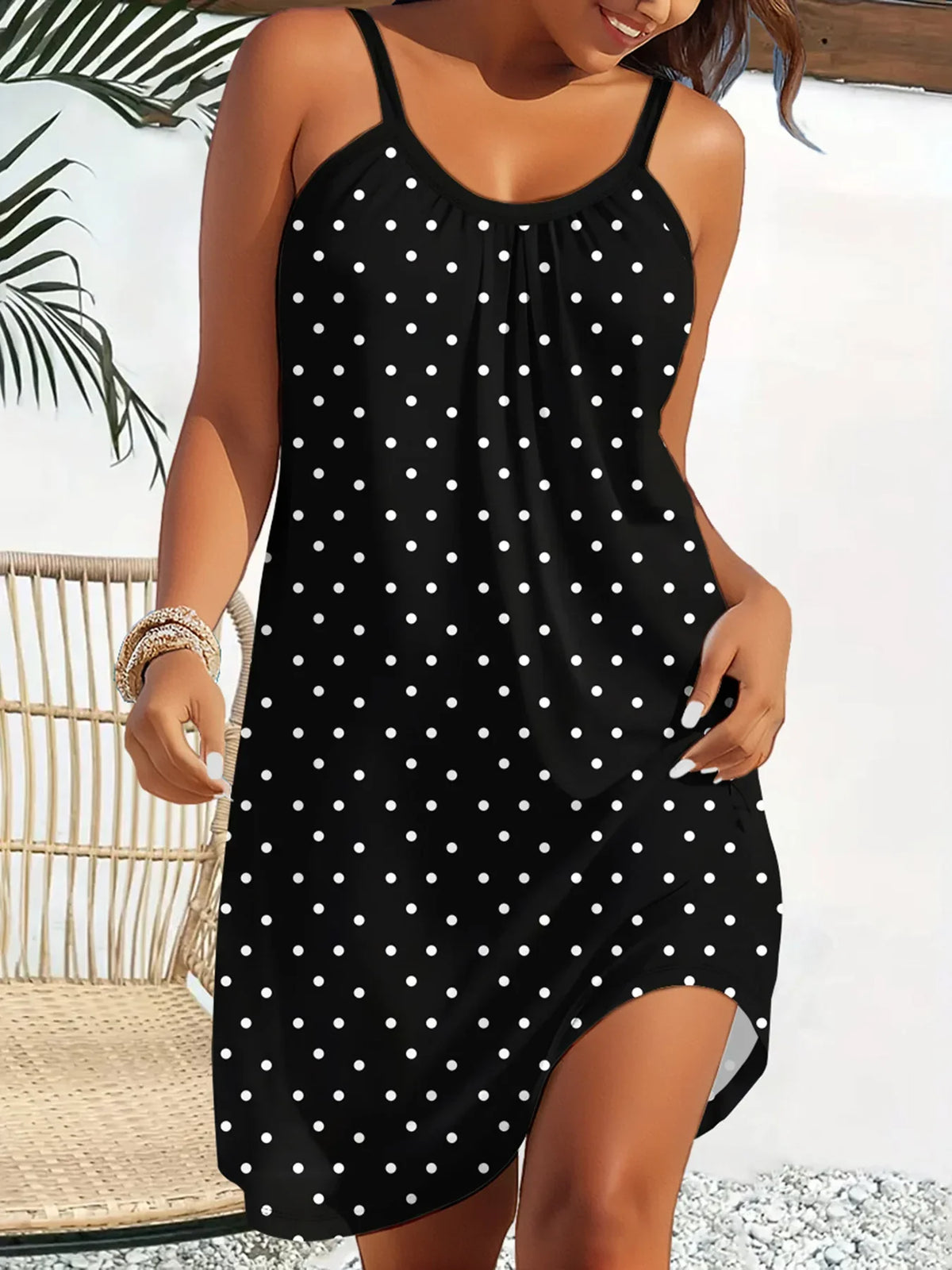 Round neck printed dress