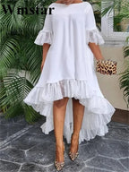 Solid Color Short Sleeve Dress