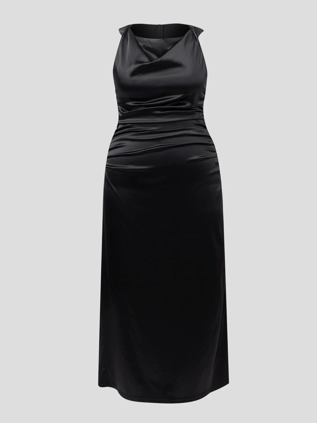 Satin Dress Cowl Neck Sleeveless Formal