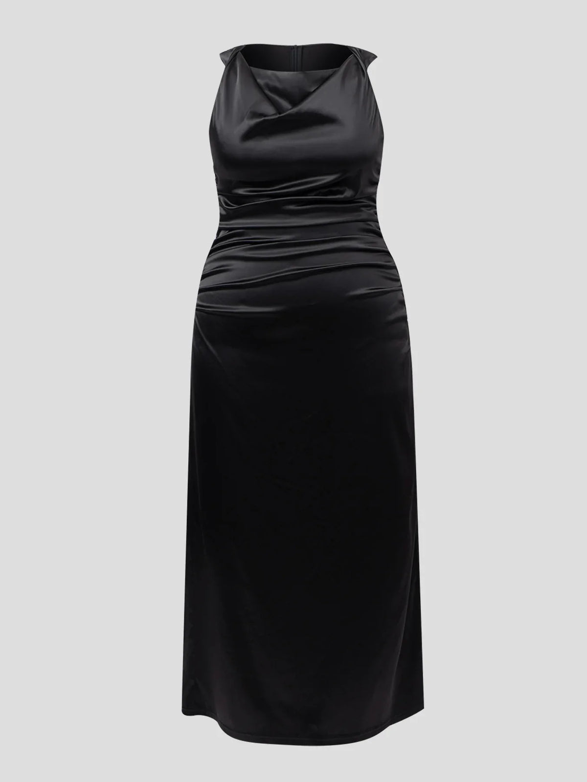 Satin Dress Cowl Neck Sleeveless Formal