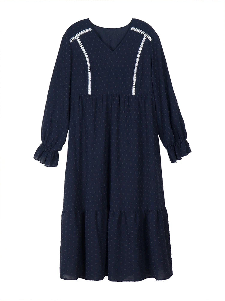 Pullover V-Neck Long Sleeve Dress