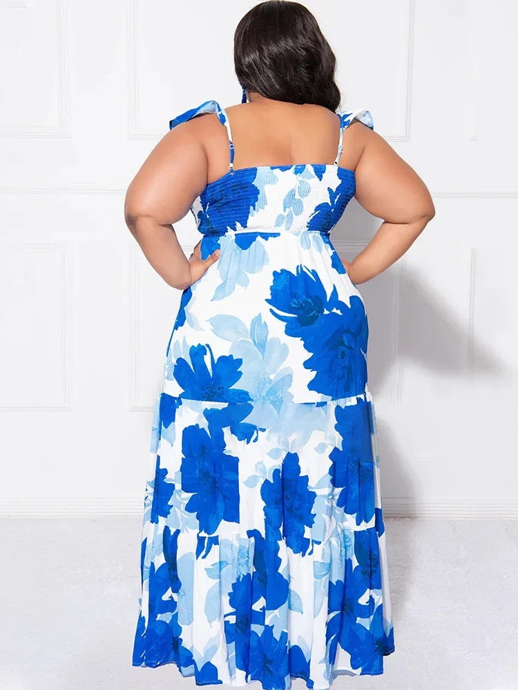 Flower Printed Off Shoulder Dress