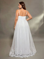 Lace patchwork & Tulle A-Line Midi Dress